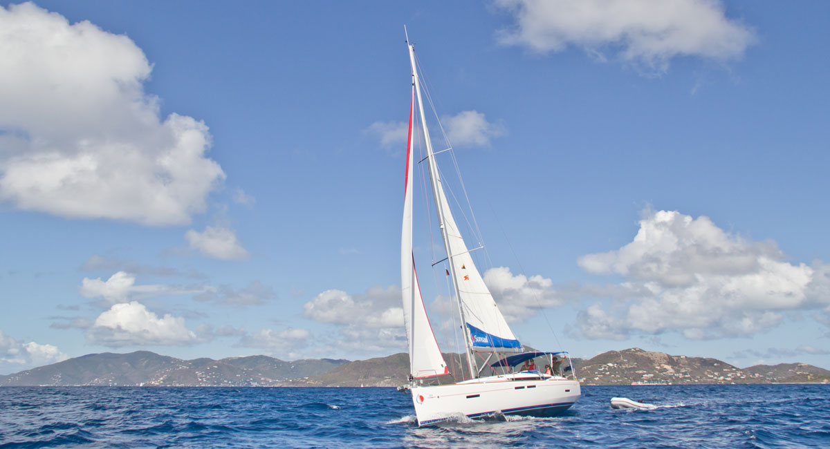 Sunsail boat sailing in the Caribbean